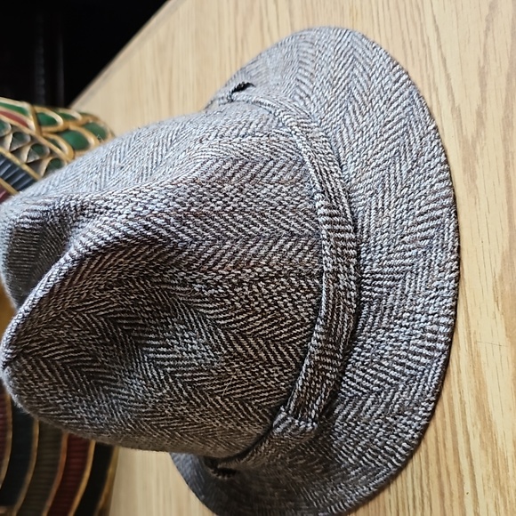 Vintage Stetson Wool Hat Fedora Mens Unisex size 7 Grey Authentic Yellow Feather - Picture 5 of 10